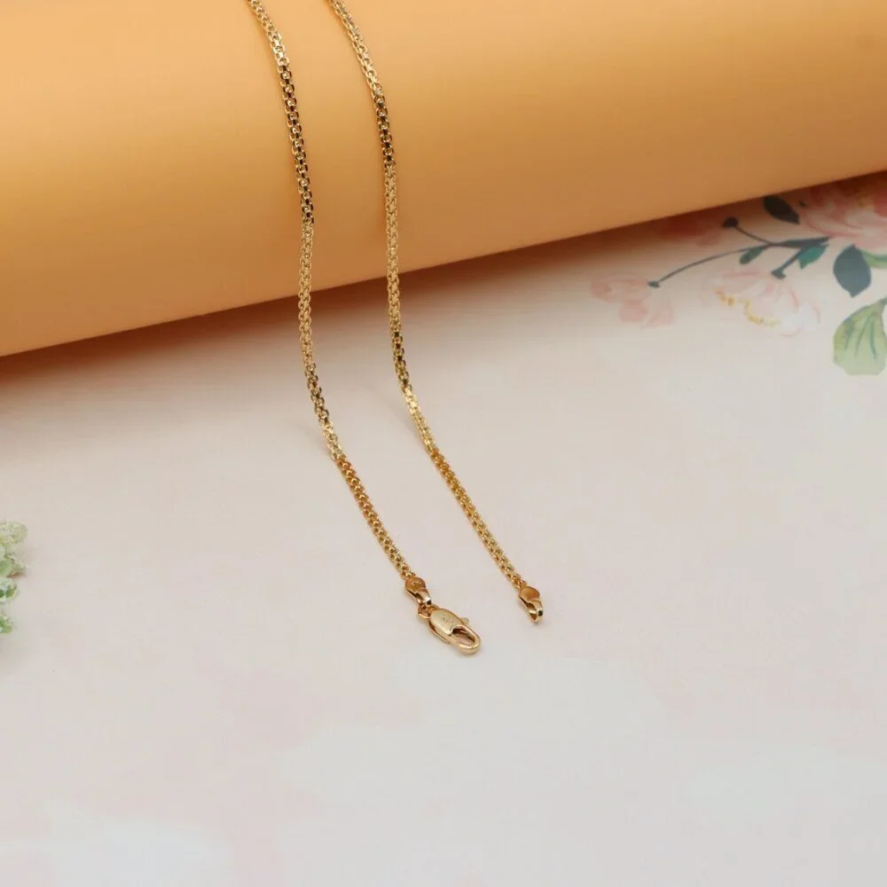 Sleek Flat Rose Gold Box Chain Necklace Lobster Clasp Closure, XPNL0231